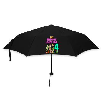 Llama Girl 4th Birthday Party Alpaca - Umbrella (small) - black - Front