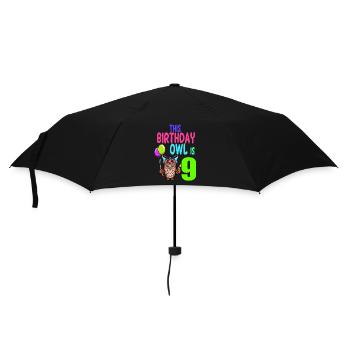 Eule Geburtstag Kinder Mädchen 9. Geburtstag Eule Liebhaber - Regenschirm (klein) - Schwarz - Vorne
