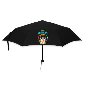 Llama Girl 7th Birthday Party Alpaca - Umbrella (small) - black - Front