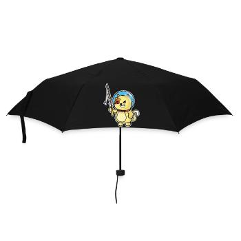 Cute Cat Cat Fisherman and Fish Humor Peach - Umbrella (small) - black - Front