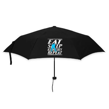 Essen Schlafen Eishockey - Regenschirm (klein) - Schwarz - Vorne