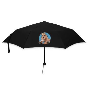 Pferd Wütend und Zeigt Zähne - Regenschirm (klein) - Schwarz - Vorne
