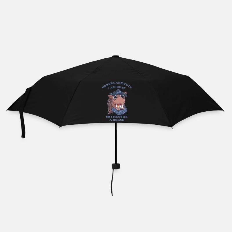 Pferde sind niedlich ich bin niedlich also bin ich - Regenschirm (klein) - Schwarz