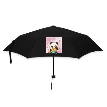 Cute Kawaii Panda Who Eats Waffle Anime Manga - Umbrella (small) - black - Front