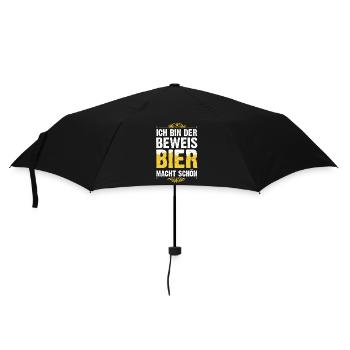 Ich Bin Der Beweis Bier Macht Schön - Regenschirm (klein) - Schwarz - Vorne