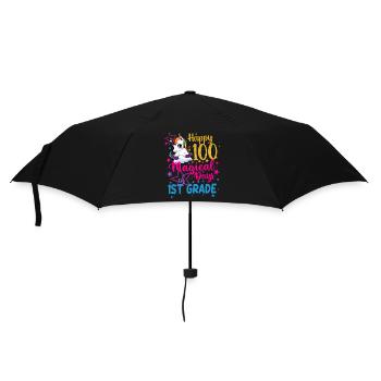 Einhorn glückliche 100 magische Tage der 1. Klasse - Regenschirm (klein) - Schwarz - Vorne