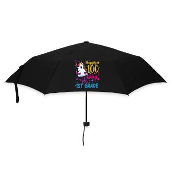 Süßes Einhorn Glückliche 100 Tage der 1. Klasse - Regenschirm (klein) - Schwarz - Vorne