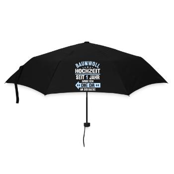 1 verheiratet Baumwoll Hochzeit 1.Hochzeitstag - Regenschirm (klein) - Schwarz - Vorne