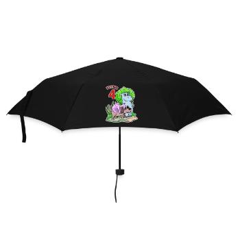 4 Jahre alt - 4. Geburtstag mit Tier Motiv - Regenschirm (klein) - Schwarz - Vorne