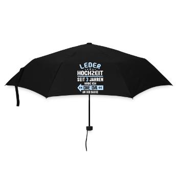 3 verheiratet Leder Hochzeit 3.Hochzeitstag - Regenschirm (klein) - Schwarz - Vorne