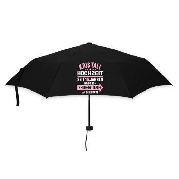 15 Verheiratete Kristall Hochzeit 15. Hochzeitstag - Regenschirm (klein) - Schwarz - Vorne