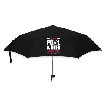 Billard Mädchen Frau Bier Hobby - Regenschirm (klein) - Schwarz - Vorne