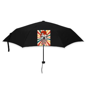 Niedliche französische Bulldogge Hunderasse 80er 90er Jahre Retro-Stil - Regenschirm (klein) - Schwarz - Vorne