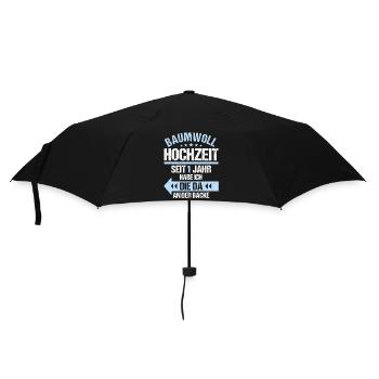 1 verheiratet Baumwoll Hochzeit 1.Hochzeitstag - Regenschirm (klein) - Schwarz - Vorne