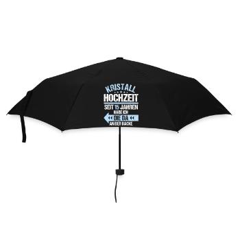 15 Verheiratete Kristall Hochzeit 15. Hochzeitstag - Regenschirm (klein) - Schwarz - Vorne