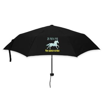 Je peux pas mon cheval m'attend - florale poney - Parapluie standard - noir - Devant