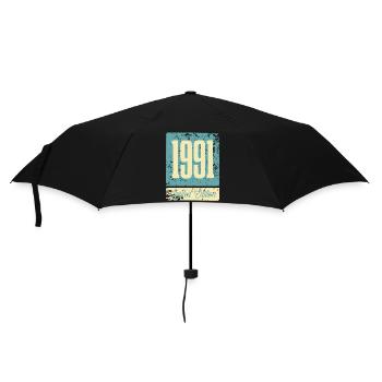 1991 Geboren Geburtstag Geburtsjahr - Regenschirm (klein) - Schwarz - Vorne
