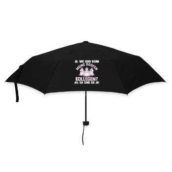 Ja Wo Sind Denn Meine Doofen Kollegen - Regenschirm (klein) - Schwarz - Vorne