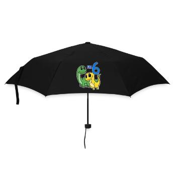 6 Jahre alt - 6. Geburtstag mit Tier Motiv - Dino - Regenschirm (klein) - Schwarz - Vorne