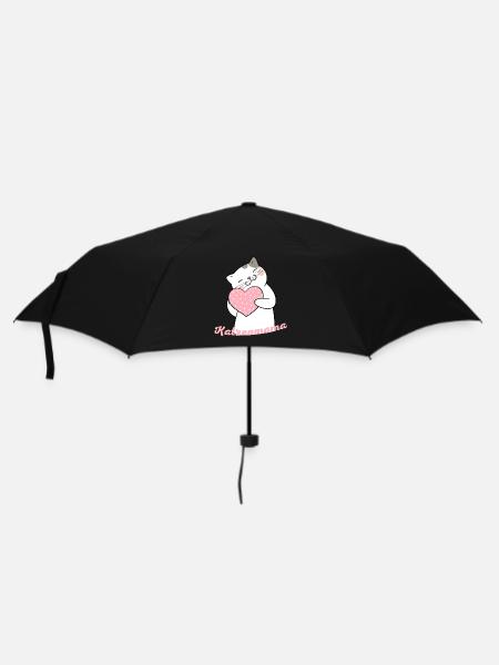 Katzenmama Herzliebe - Regenschirm (klein) - Schwarz