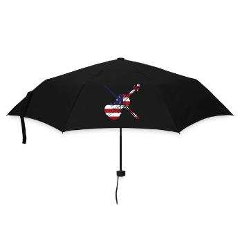 Violin Violinist Usa American Flag - Regenschirm (klein) - Schwarz - Vorne