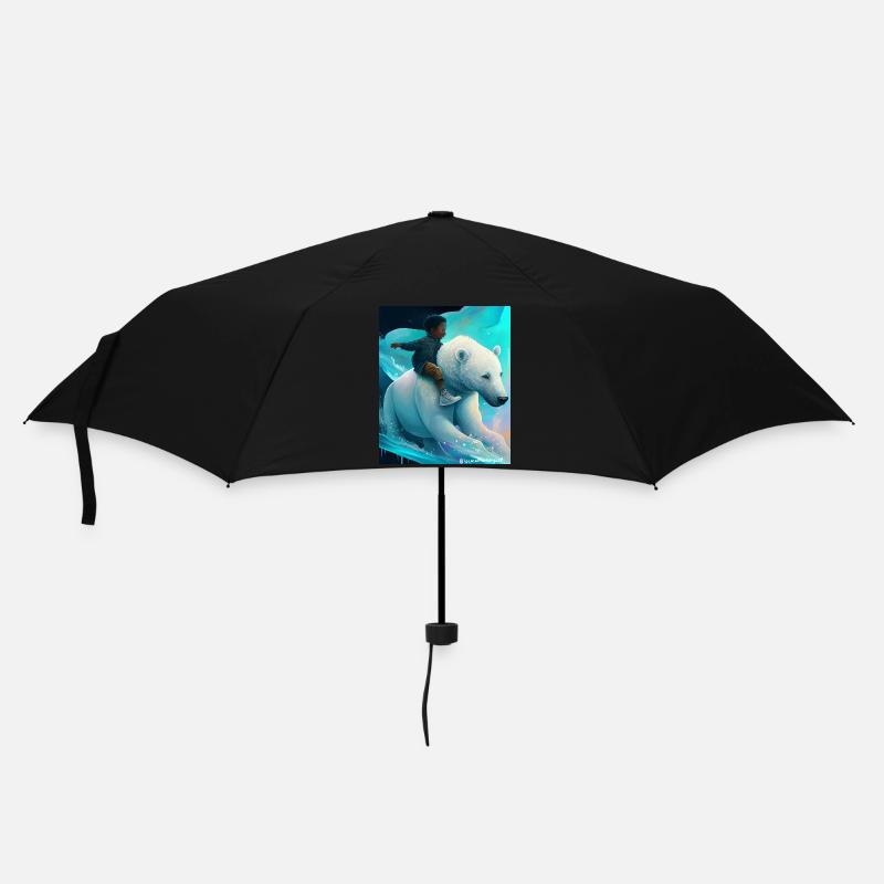 Child rides polar bear - Umbrella (small) - black