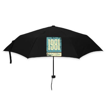 1981 Geboren Geburtstag Geburtsjahr - Regenschirm (klein) - Schwarz - Vorne