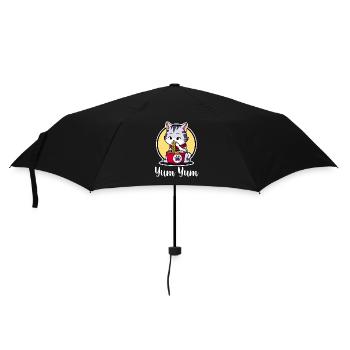 Niedliche Katze isst Ramen - Anime - Manga - Regenschirm (klein) - Schwarz - Vorne