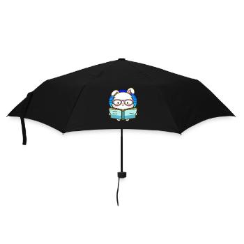 Bücherwurm-Hase - Regenschirm (klein) - Schwarz - Vorne