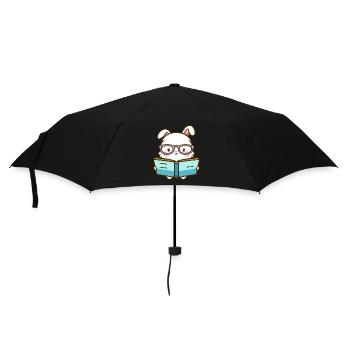 Bücherwurm-Hase - Regenschirm (klein) - Schwarz - Vorne