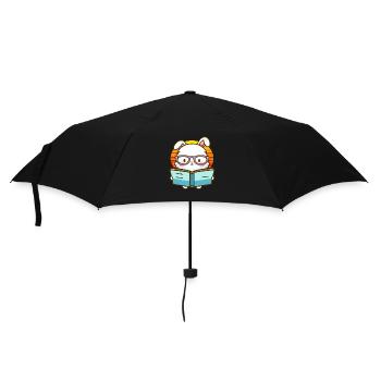 Bücherwurm-Hase - Regenschirm (klein) - Schwarz - Vorne