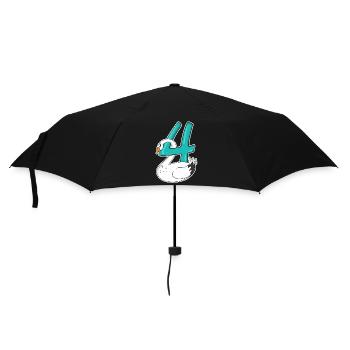 4 Jahre alt - 4. Geburtstag mit Tier Motiv - Regenschirm (klein) - Schwarz - Vorne