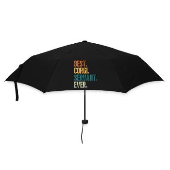 Best Corgi Dog Servant Ever Distressed Retro Font - Umbrella (small) - black - Front