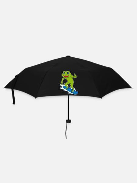 Frosch Snowboarder Snowboard - Regenschirm (klein) - Schwarz