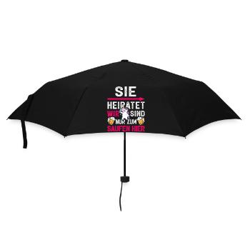 JGA Frauen T-Shirt Junggesellinnenabschied Poltern - Regenschirm (klein) - Schwarz - Vorne