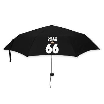66. Geburtstag Geschenk - 66 Jahre mit Krone - Regenschirm (klein) - Schwarz - Vorne
