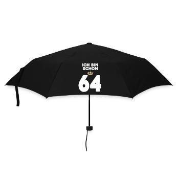 64. Geburtstag Geschenk - 64 Jahre mit Krone - Regenschirm (klein) - Schwarz - Vorne