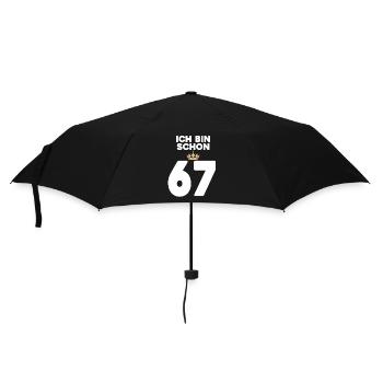 67. Geburtstag Geschenk - 67 Jahre mit Krone - Regenschirm (klein) - Schwarz - Vorne