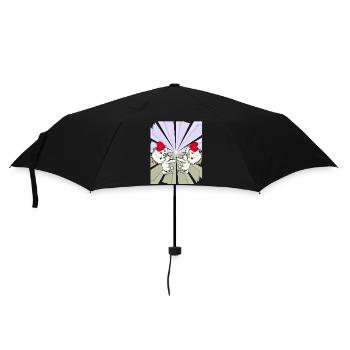 Herz Katzen Glückwunsch Gratulieren Geburtstag - Regenschirm (klein) - Schwarz - Vorne