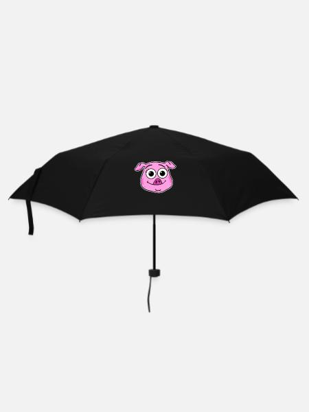 Schwein Kopf Tierkopf - Regenschirm (klein) - Schwarz