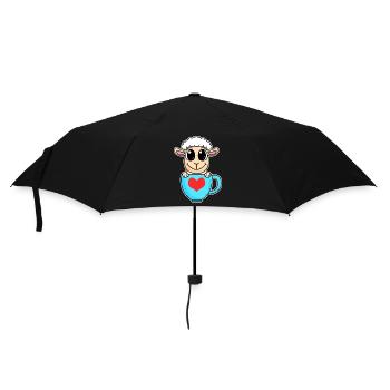 Schaf Herz Kaffee Liebe - Herz Motiv - Regenschirm (klein) - Schwarz - Vorne
