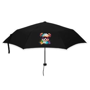 Süsser kleiner Gamer Hund Für Hundeliebhaber Bunt - Regenschirm (klein) - Schwarz - Vorne