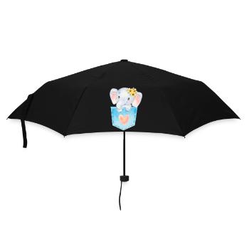 Baby-Elefant in Brusttasche Kawaii-Elefant - Regenschirm (klein) - Schwarz - Vorne