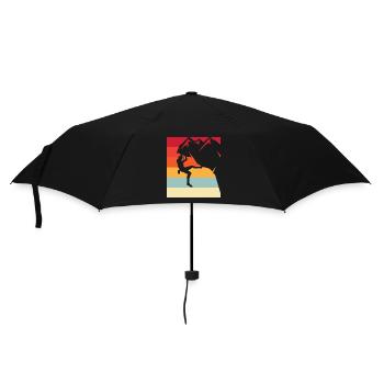 Climbing hero in retro sunset - Umbrella (small) - black - Front