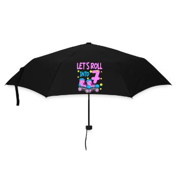 Rollschuh Geburtstag 7. Geburtstag Rollschuhlaufen - Regenschirm (klein) - Schwarz - Vorne
