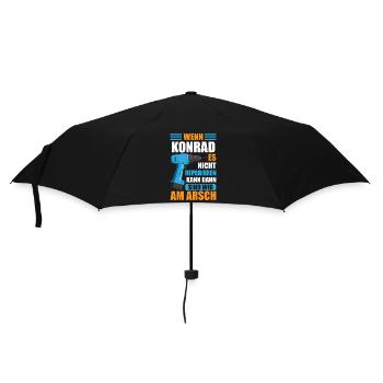 Konrad Vorname Name Geburtstag Reparieren - Regenschirm (klein) - Schwarz - Vorne