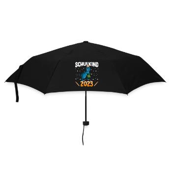 Schulkind 2023 1. Klasse Einschulung Dino - Regenschirm (klein) - Schwarz - Vorne