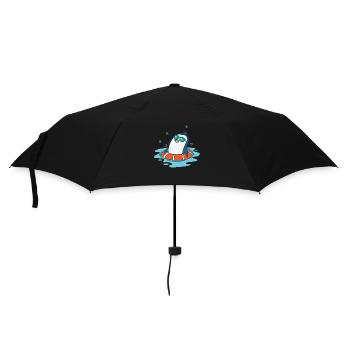 Pingouin se baignant avec des pneus de natation - Parapluie standard - noir - Devant
