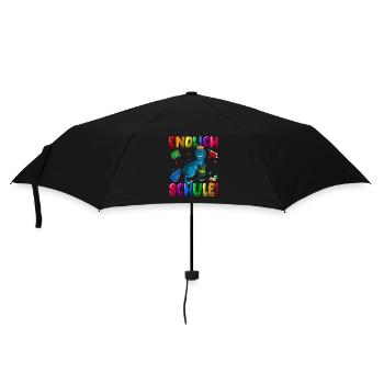 Endlich Schule Einschulung Grundschule 1. Klasse - Regenschirm (klein) - Schwarz - Vorne
