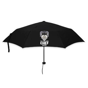 cooler Hund Schnauzer Chef Spruch - Regenschirm (klein) - Schwarz - Vorne